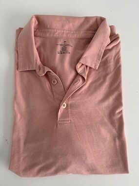 Fabletics Men's Classic Polo Shirt in Dusty Pink. Size XL